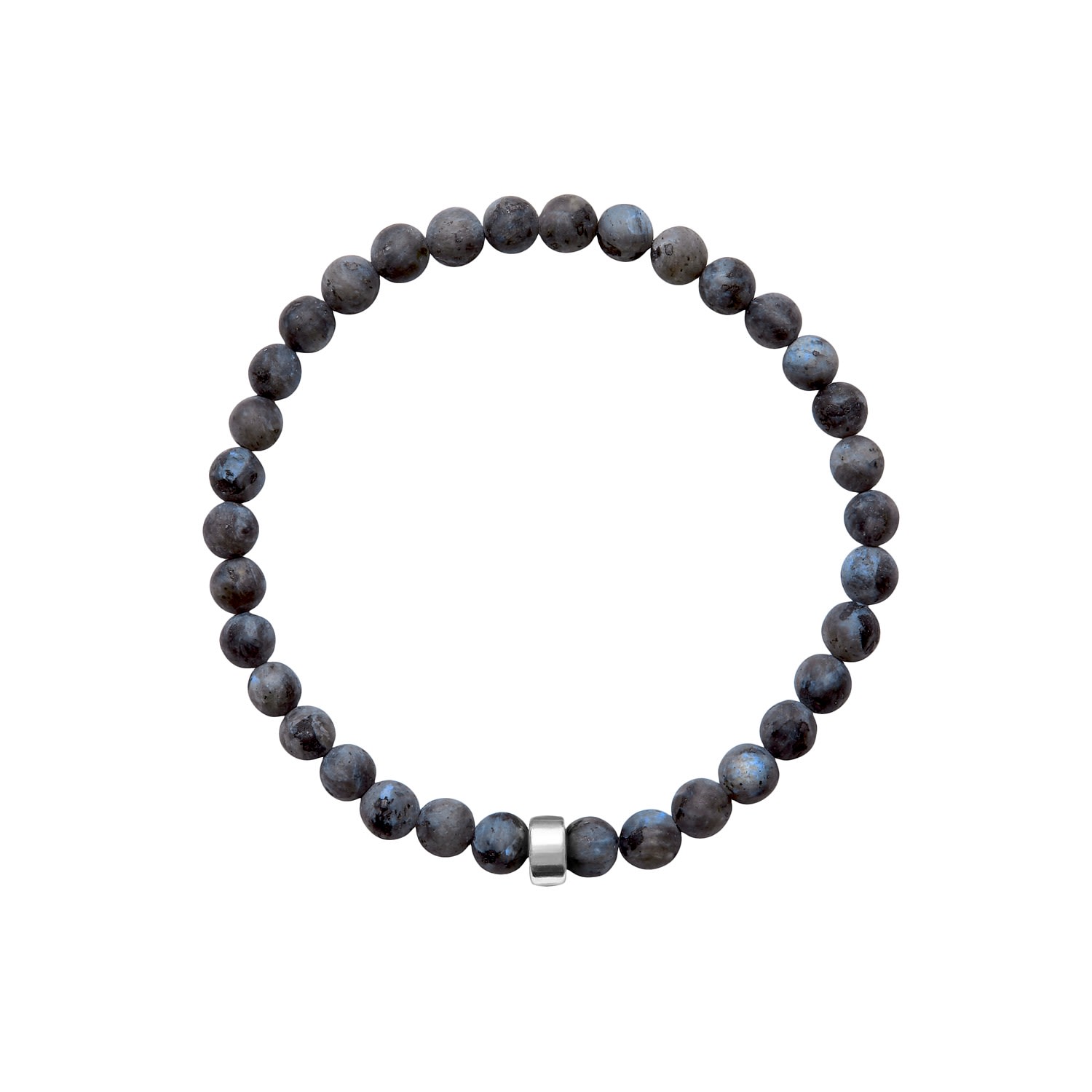 Blue / Grey / Silver Aro Men's Larvikite Bracelet Silver Bead ORA Pearls