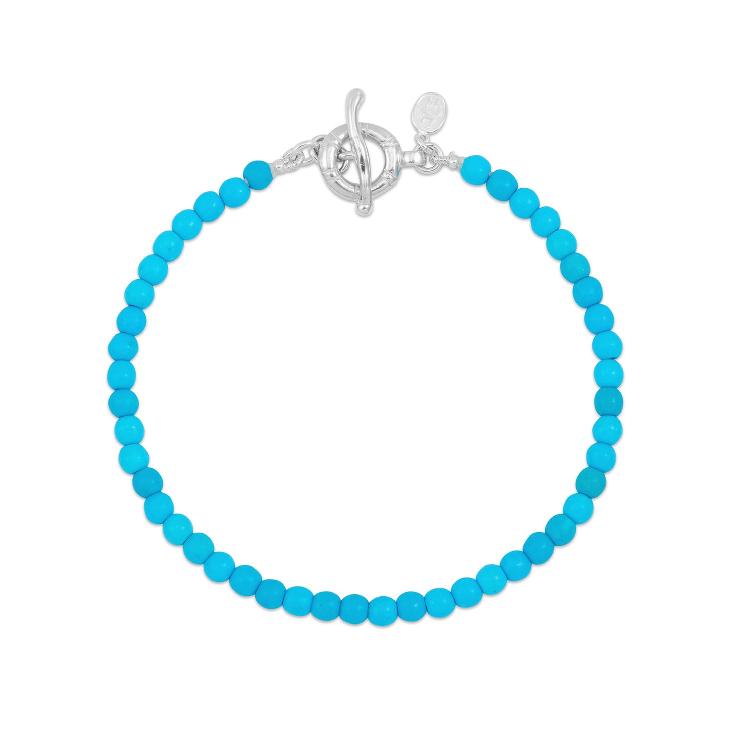 Blue Mens Turquoise Bead Bracelet In Sterling Silver Dower & Hall