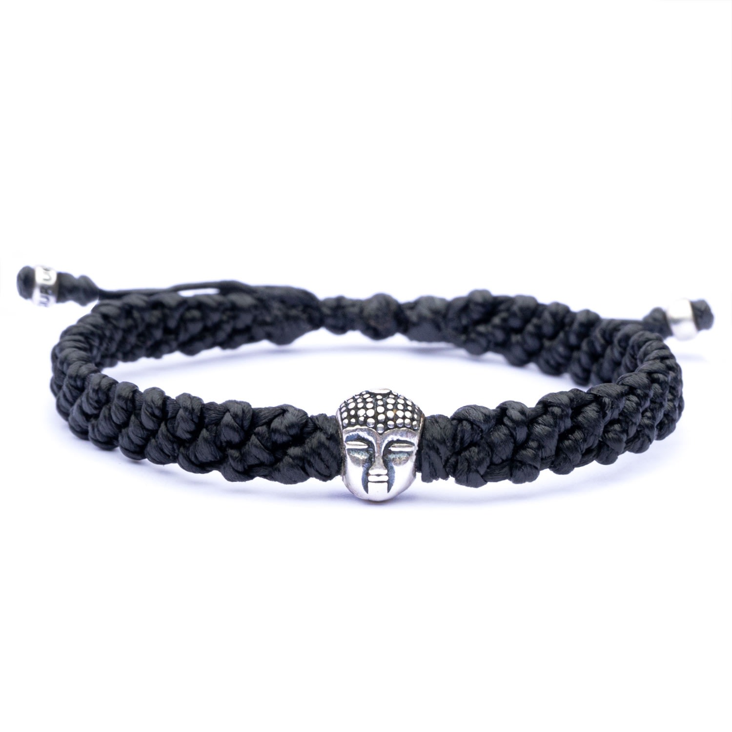 Buddha Bracelet For Men - Handmade Of Black Rope & Sterling Silver - Black Harbour UK Bracelets
