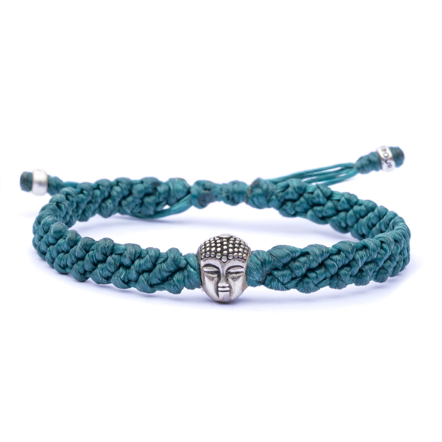 Buddha Bracelet For Men - Handmade Of Green Rope & Sterling Silver - Green Harbour UK Bracelets