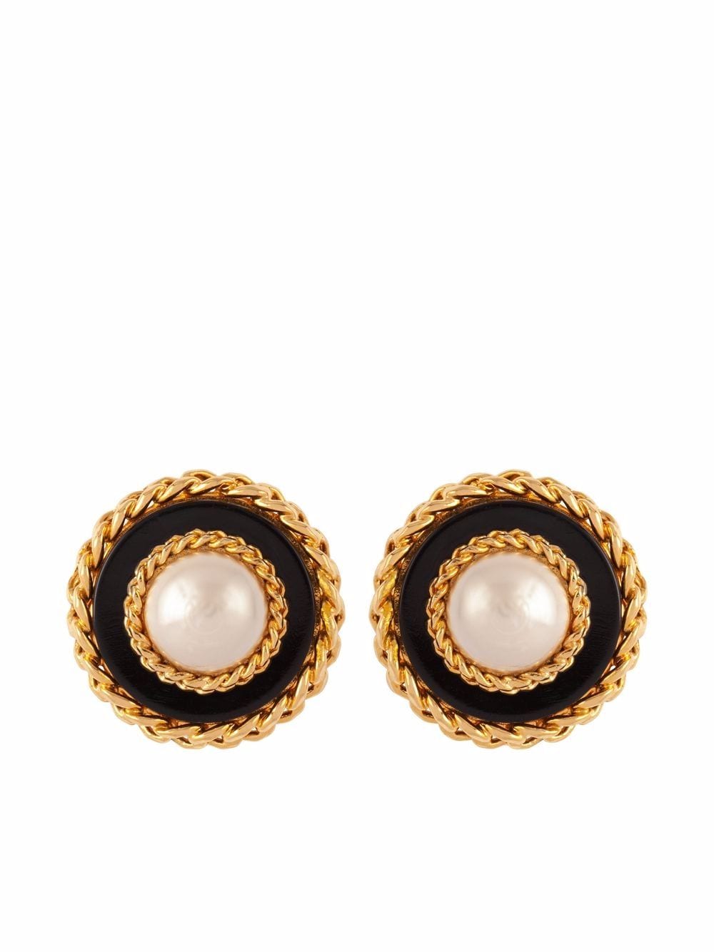 CHANEL Pre-Owned 1987 faux-pearl button clip-on earrings - Gold