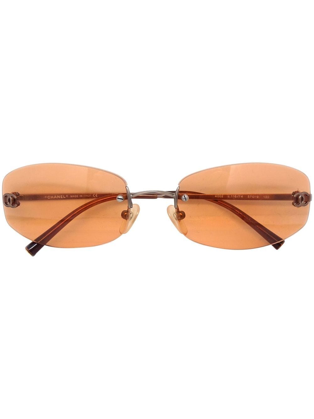 CHANEL Pre-Owned 1990-2000s CC oval sunglasses - Orange