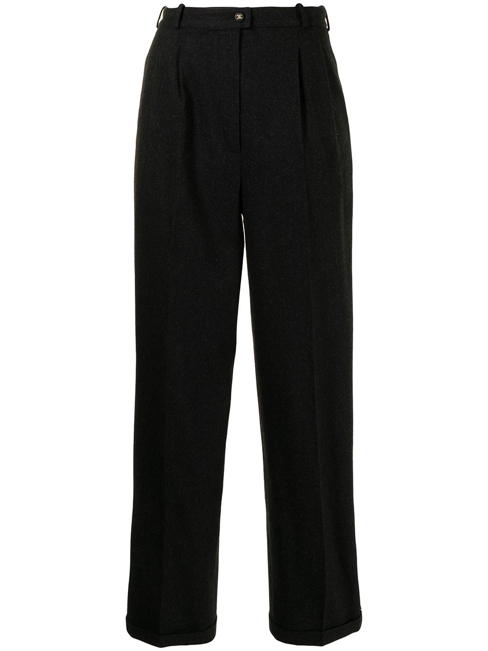 CHANEL Pre-Owned 1990s side-logo tailored trousers - Black