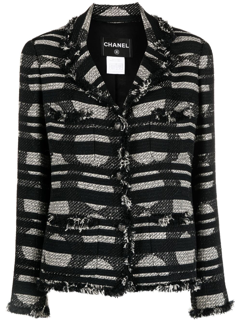 CHANEL Pre-Owned 2008 patterned woven blazer - Black