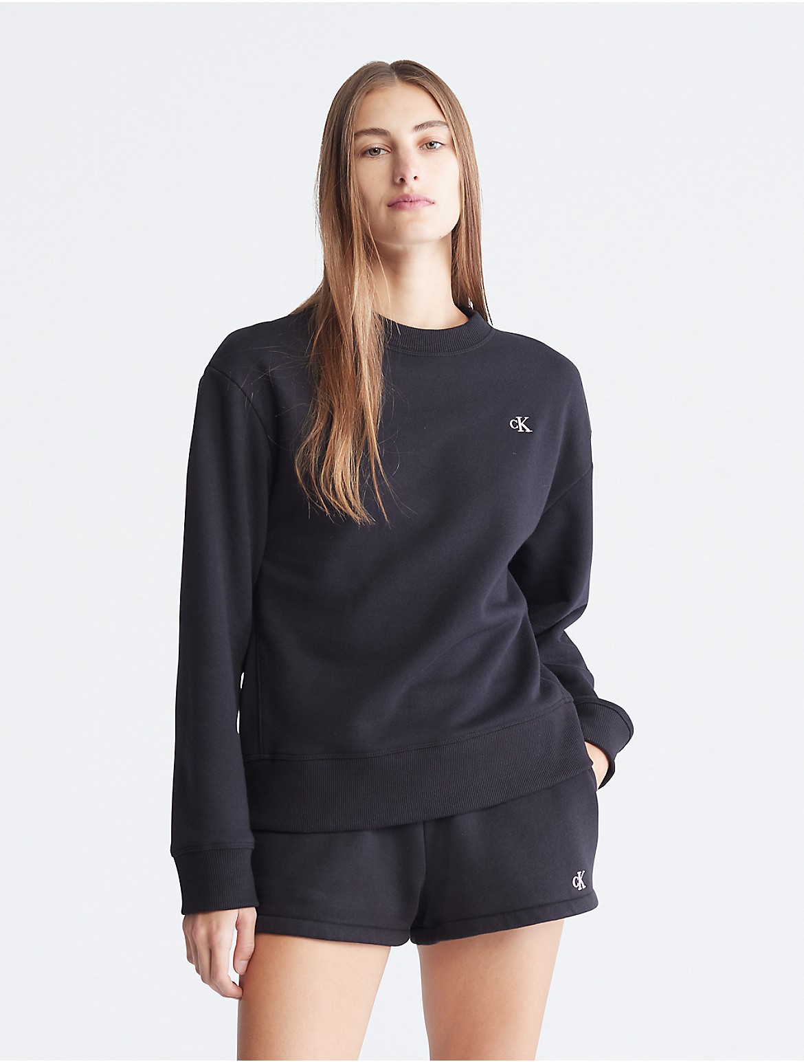Calvin Klein Women's Archive Logo Fleece Crewneck Sweatshirt - Black - XS