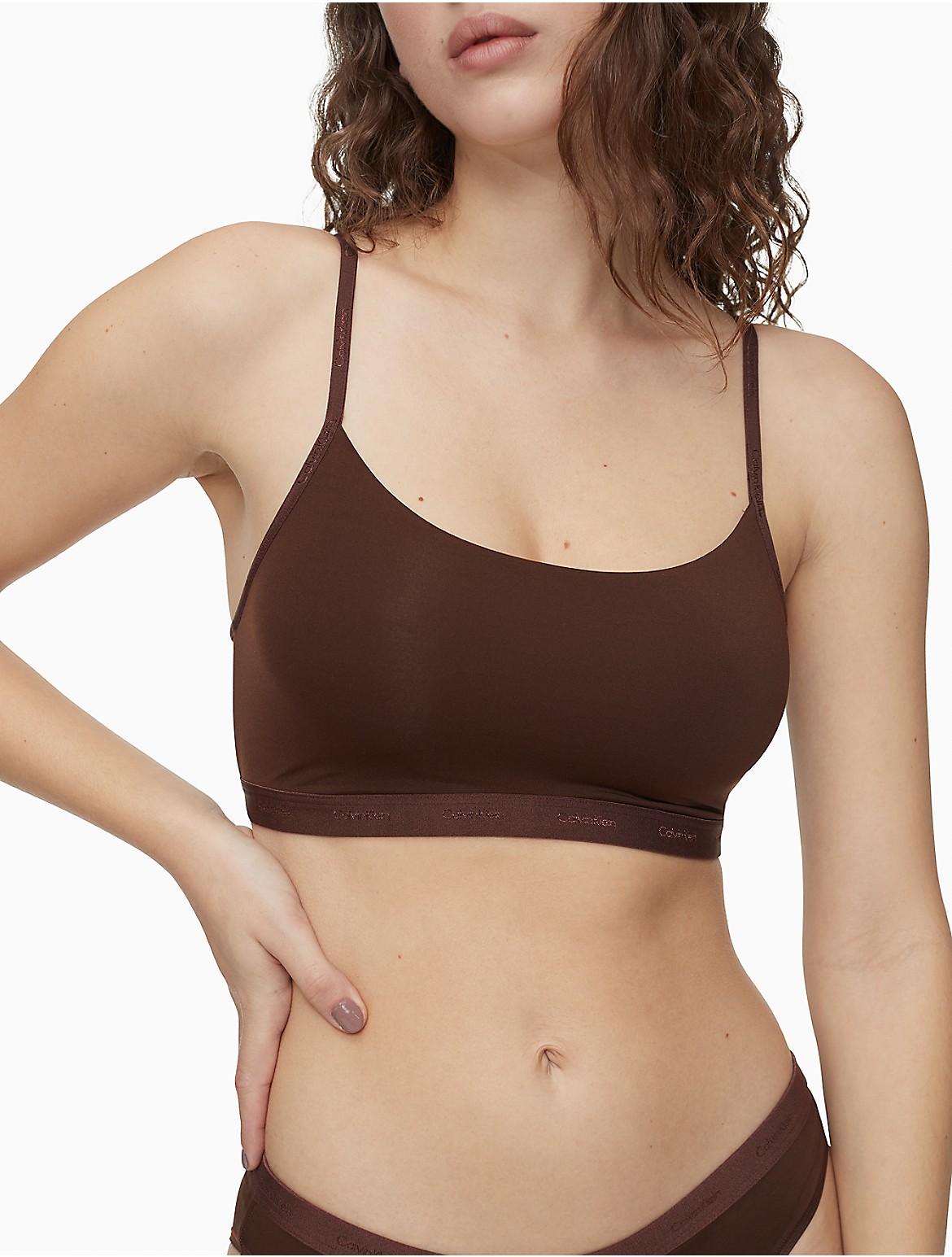 Calvin Klein Women's Form to Body Natural Unlined Bralette - Brown - XS