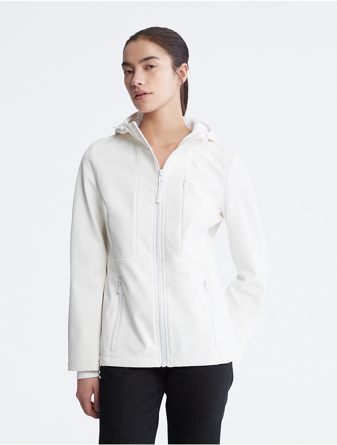 Calvin Klein Women's Hooded Soft Shell Jacket - White - XL