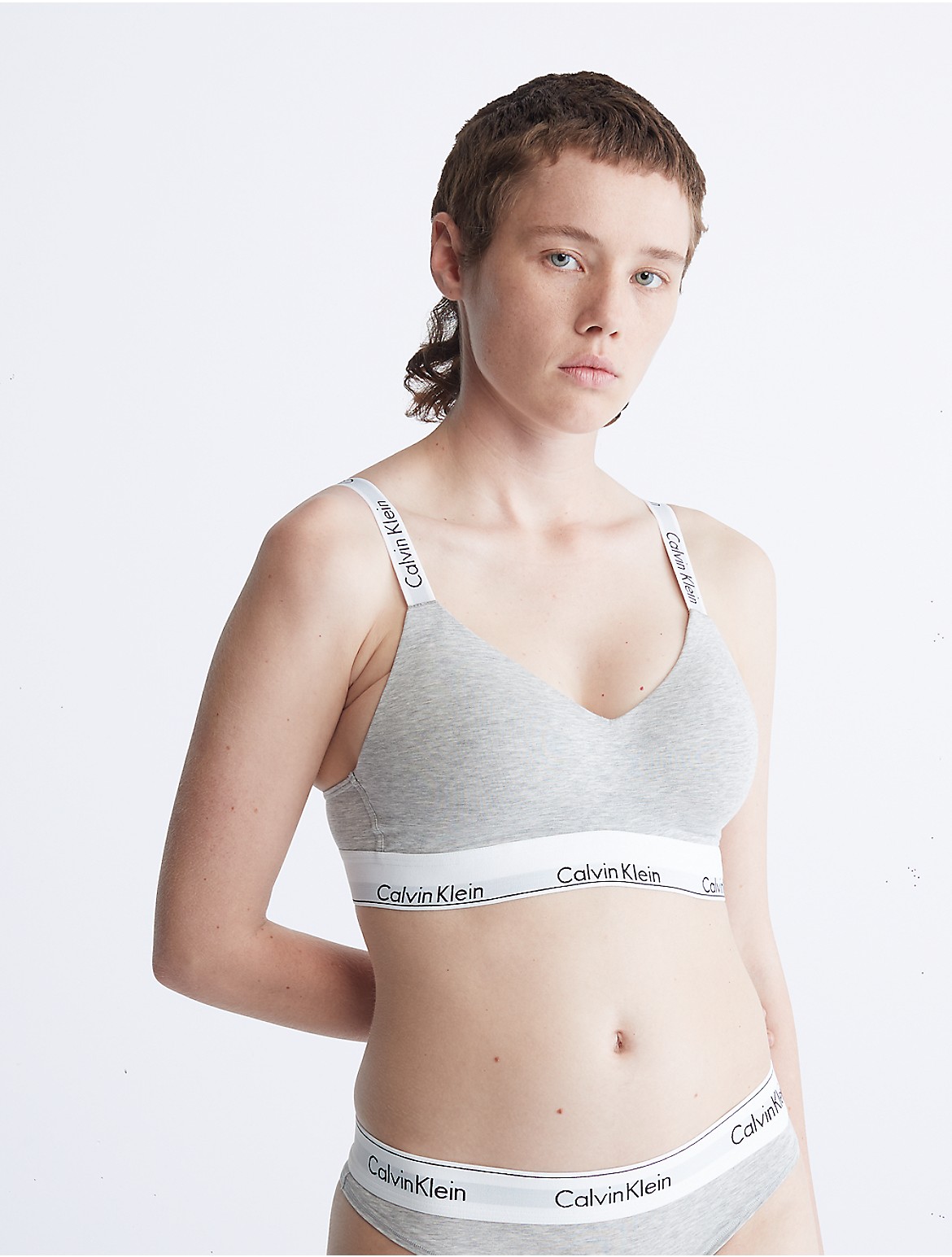 Calvin Klein Women's Modern Cotton Lightly Lined Bralette - Grey - XS