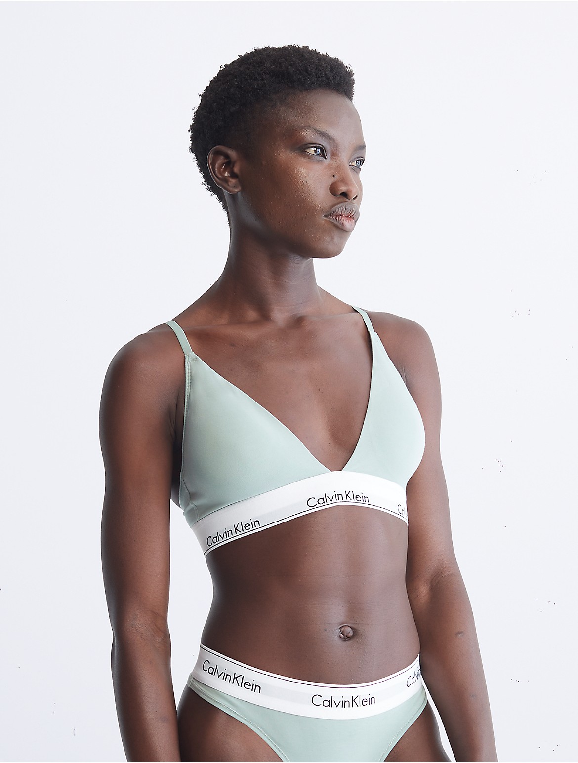 Calvin Klein Women's Modern Cotton Lightly Lined Triangle Bralette - Green - L