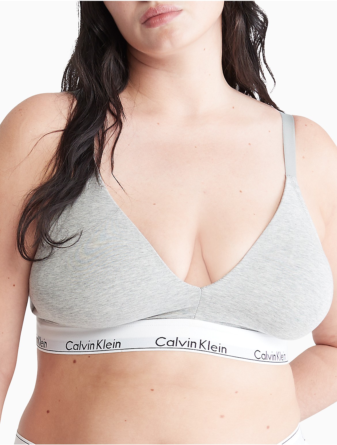 Calvin Klein Women's Modern Cotton Plus Lightly Lined Triangle Bralette - Grey - 1X