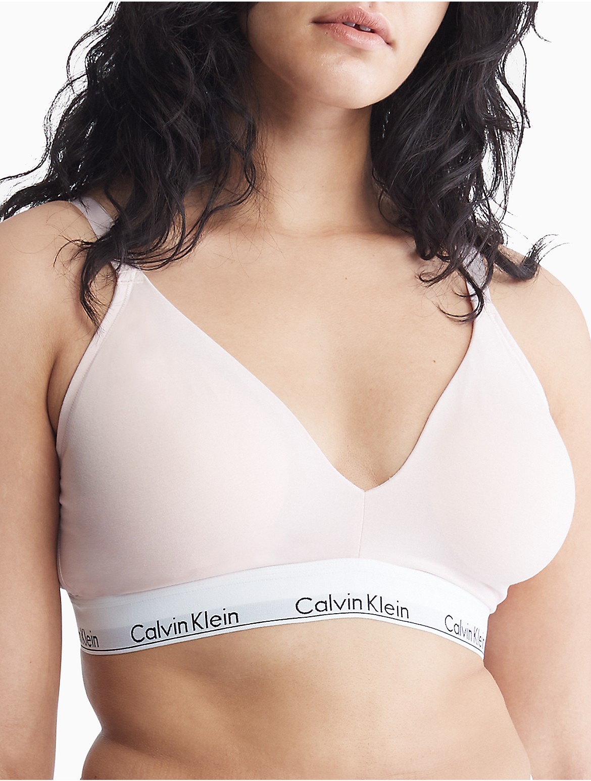 Calvin Klein Women's Modern Cotton Plus Lightly Lined Triangle Bralette -  Pink - 1X - Modafirma
