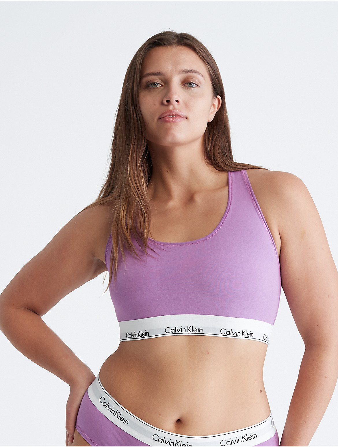 Calvin Klein Women's Modern Cotton Plus Unlined Bralette - Purple - 1X