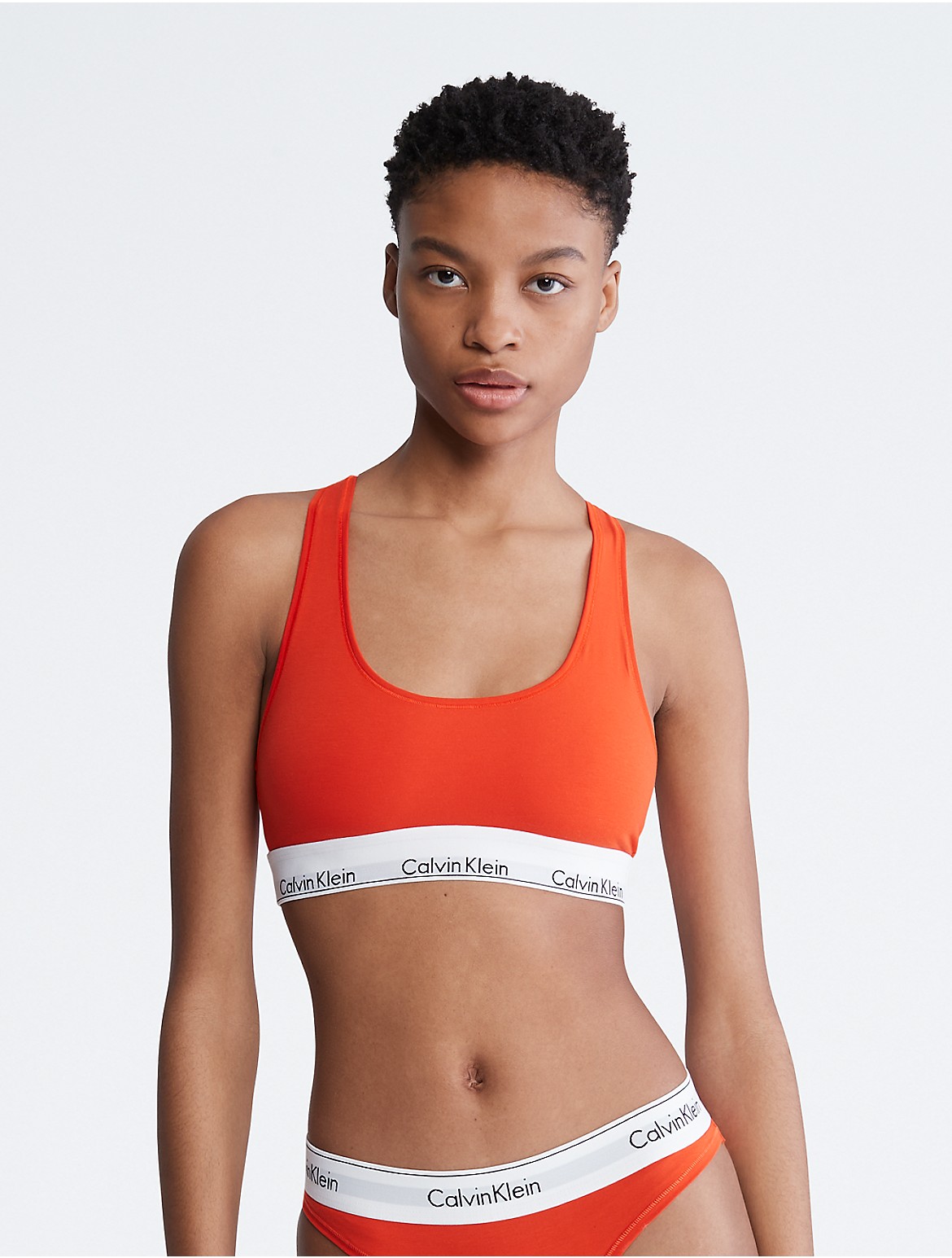 Calvin Klein Women's Modern Cotton Unlined Bralette - Orange - XS