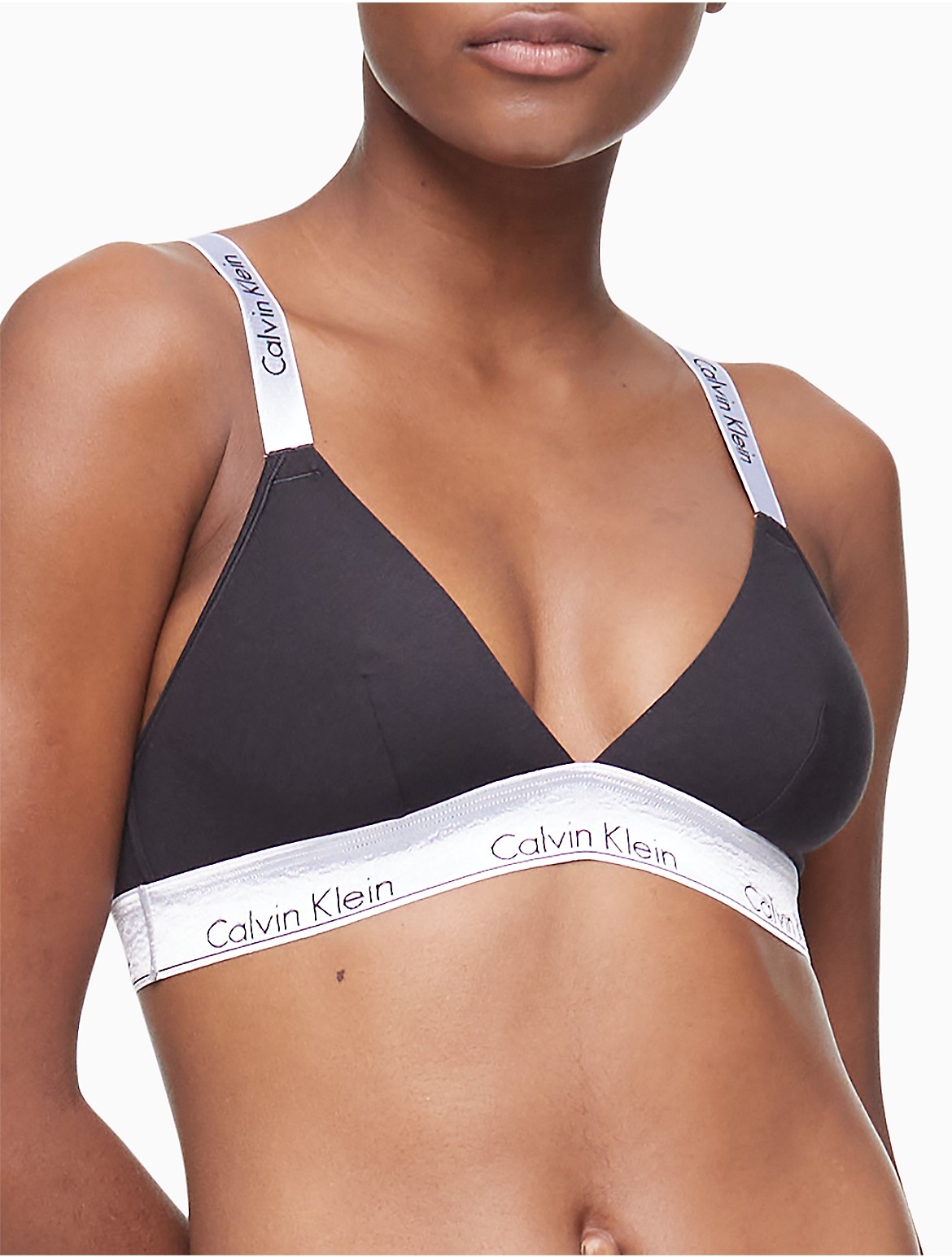 Calvin Klein Women's Modern Cotton Unlined Convertible Metallic Bralette - Black - XS