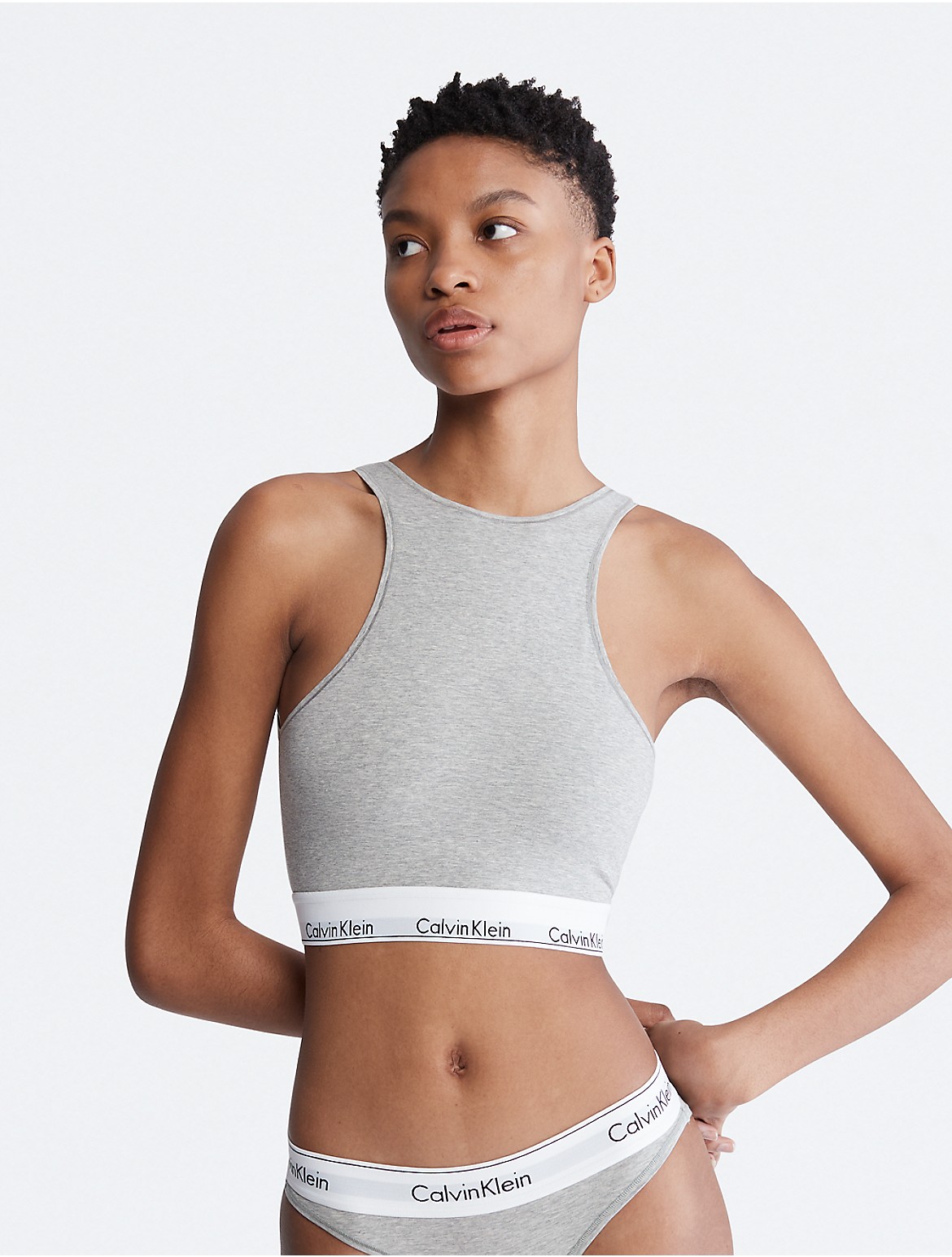 Calvin Klein Women's Modern Cotton Unlined Longline Bralette - Grey - L