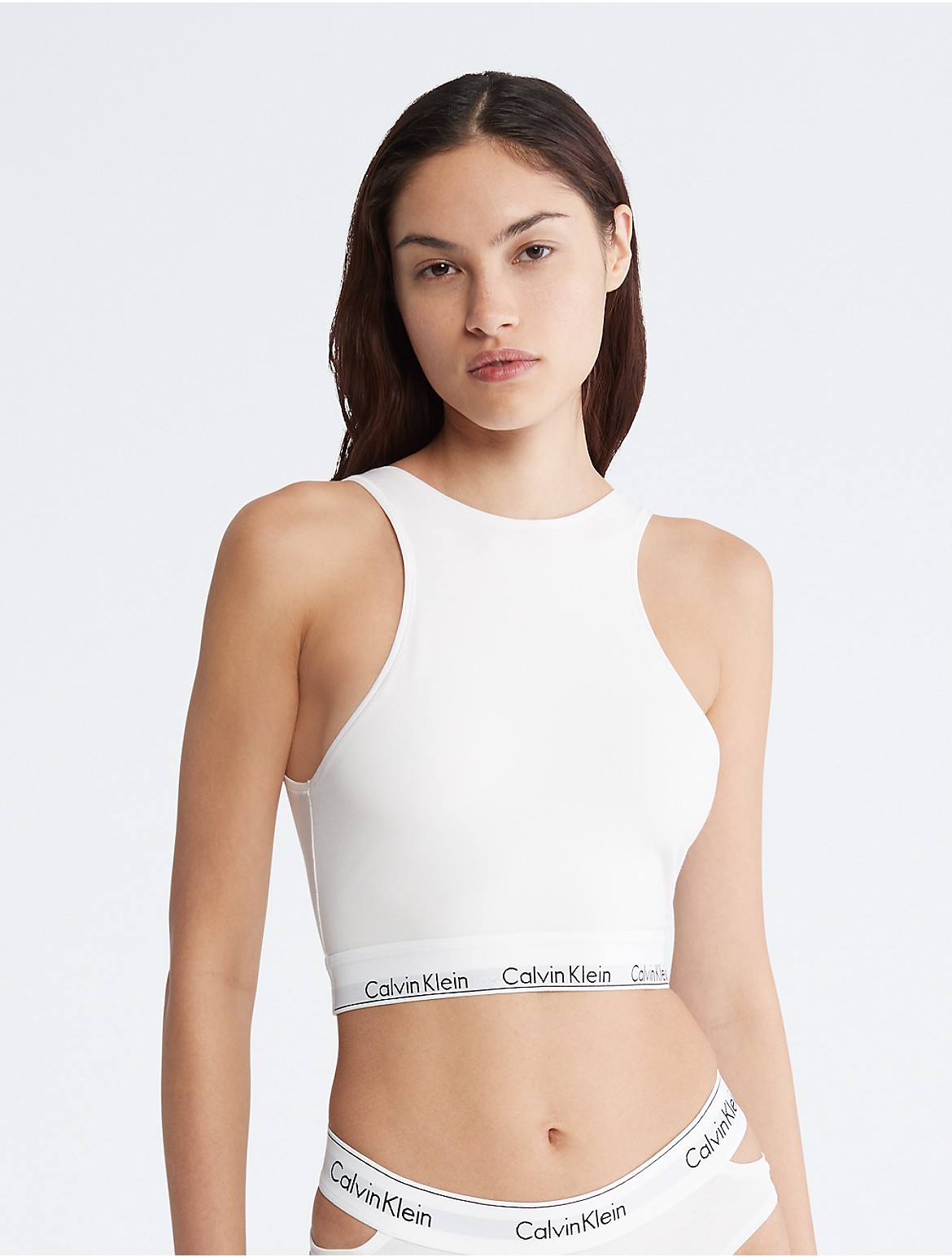 Calvin Klein Women's Modern Cotton Unlined Longline Bralette - White - XS