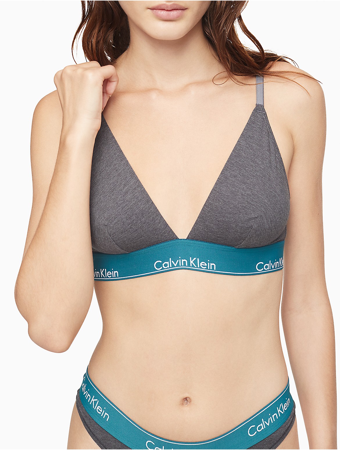 Calvin Klein Women's Modern Cotton Unlined Triangle Bralette - Grey - S