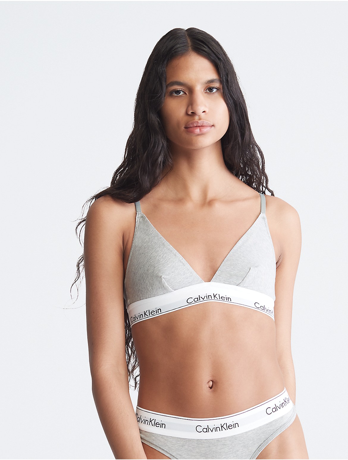 Calvin Klein Women's Modern Cotton Unlined Triangle Bralette - Grey - XS