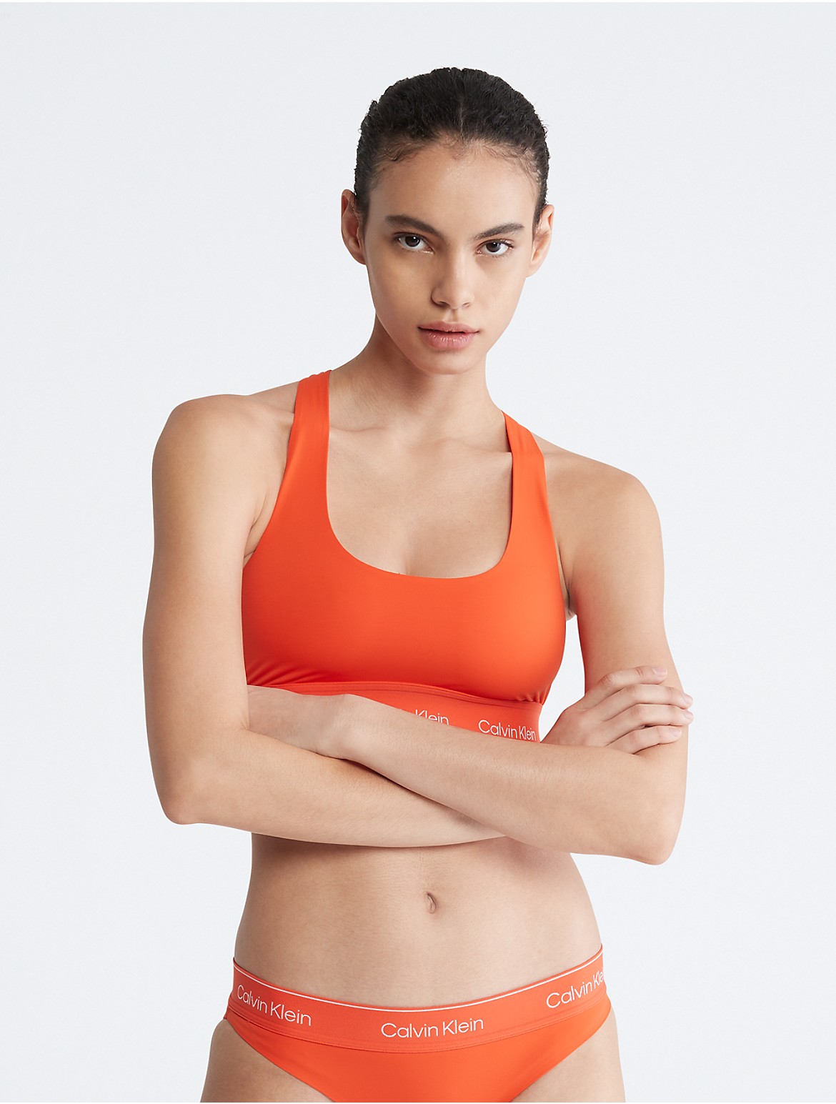 Calvin Klein Women's Modern Performance Unlined Bralette - Orange - XS