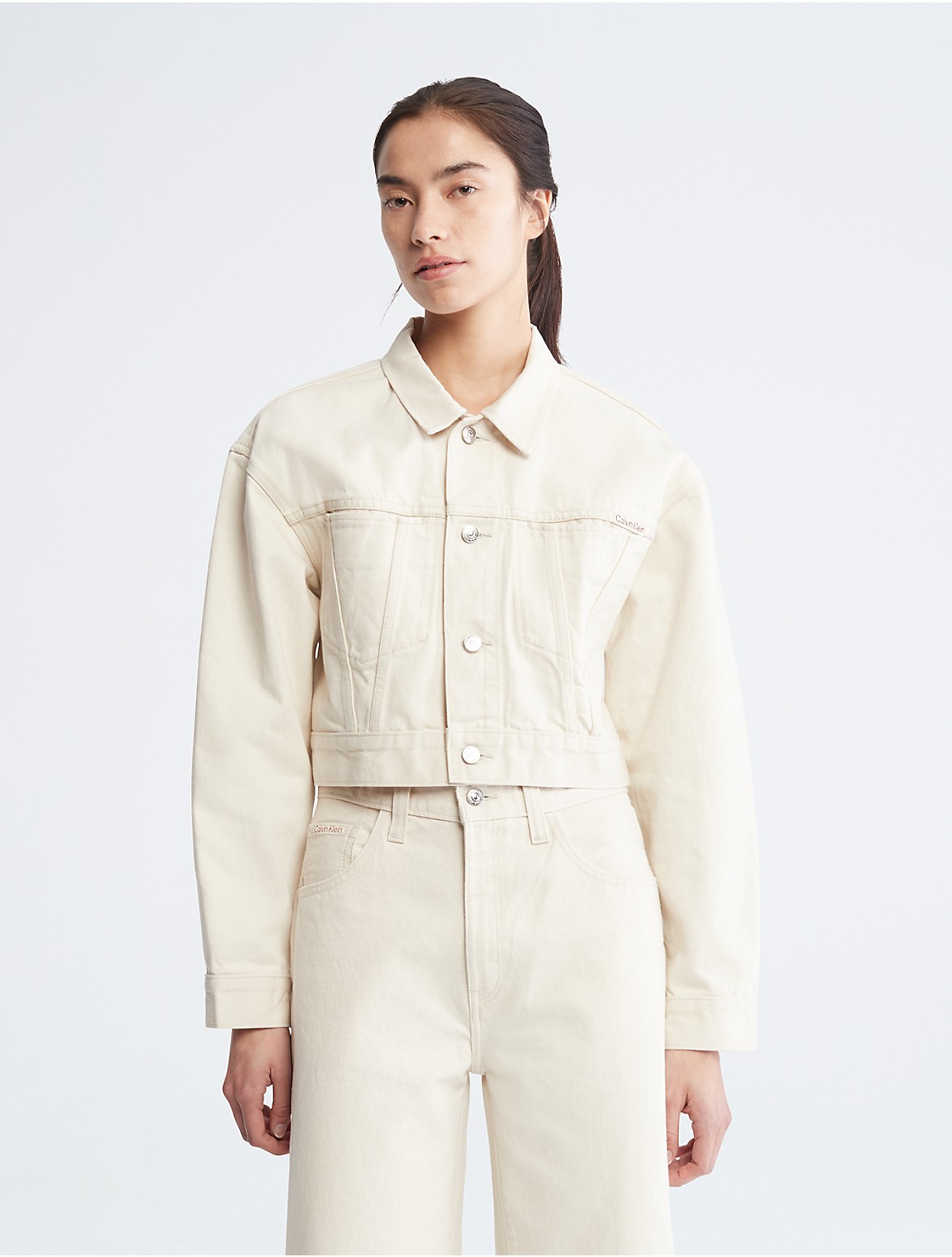 Calvin Klein Women's Naturals Cropped Denim Jacket - White - XS