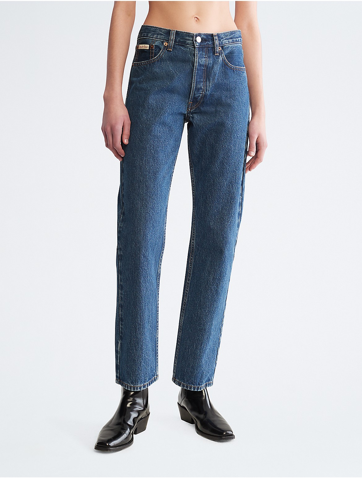 Calvin Klein Women's Original Straight Comfort Stretch Jeans - Blue - 25