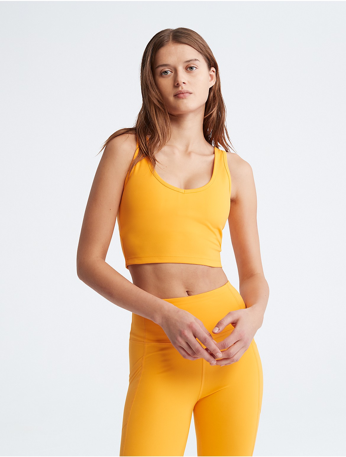 Calvin Klein Women's Performance Embrace Low Impact V-Neck Strappy Sports  Bra - Orange - XL - Modafirma