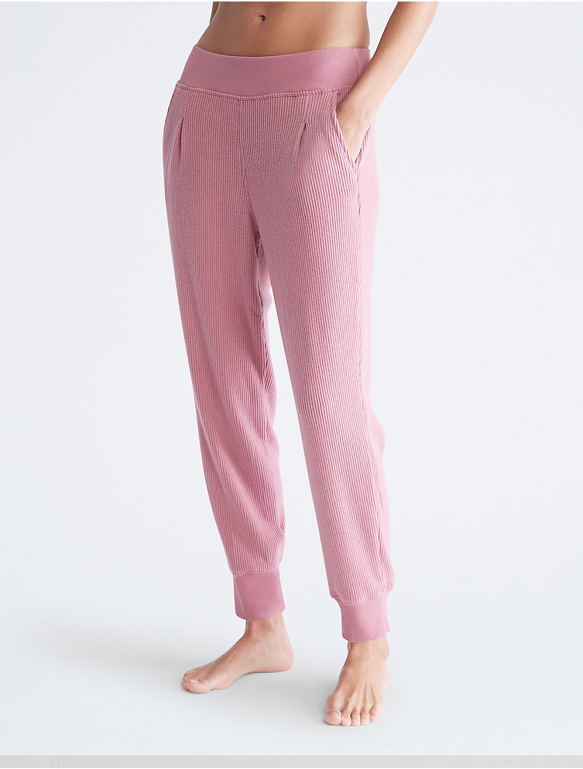 Calvin Klein Women's Performance Ribbed High Waist Pleated Joggers - Pink - XL