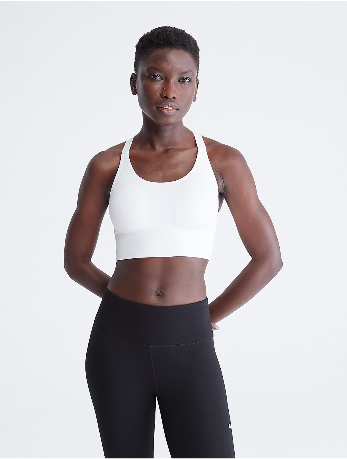 Calvin Klein Women's Performance Seamless Medium Impact Convertible Sports  Bra - White - XL - Modafirma