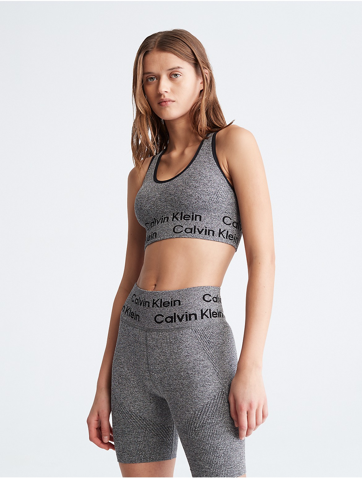 Calvin Klein Women's Performance Seamless Medium Impact Sports Bra - Grey -  XL - Modafirma