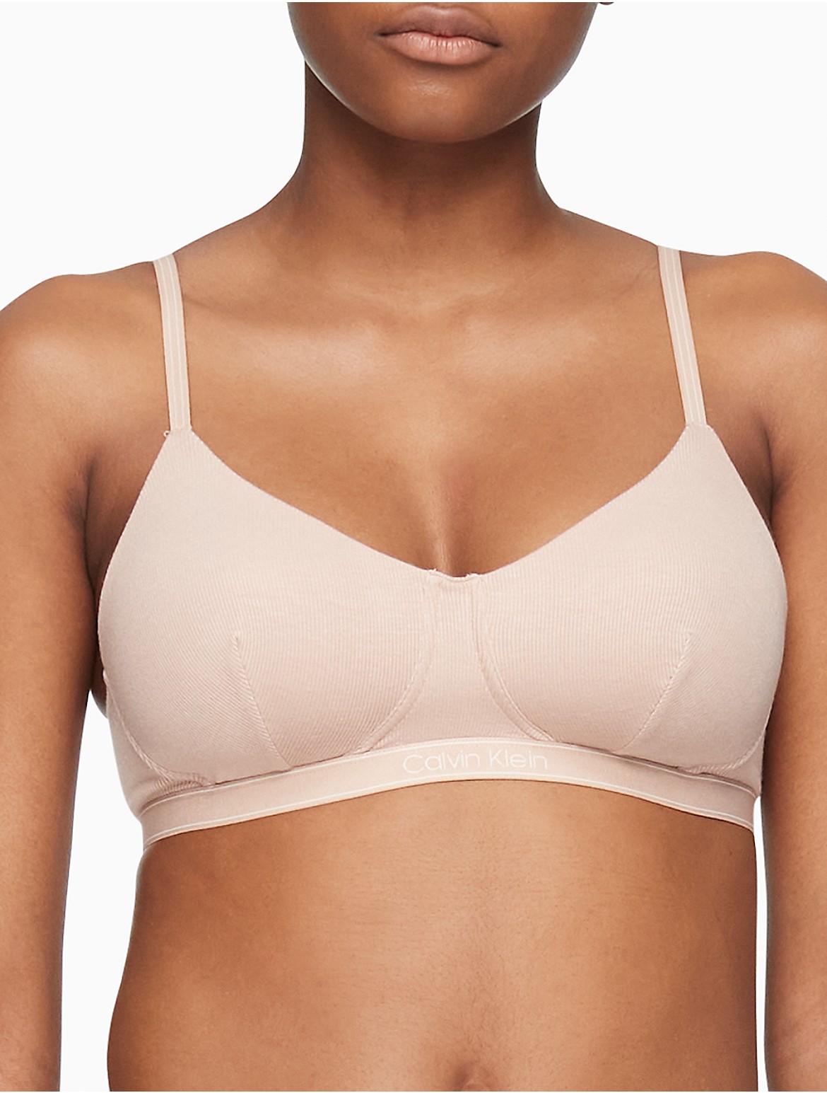 Calvin Klein Women's Pure Ribbed Lightly Lined Bralette - Brown - XS