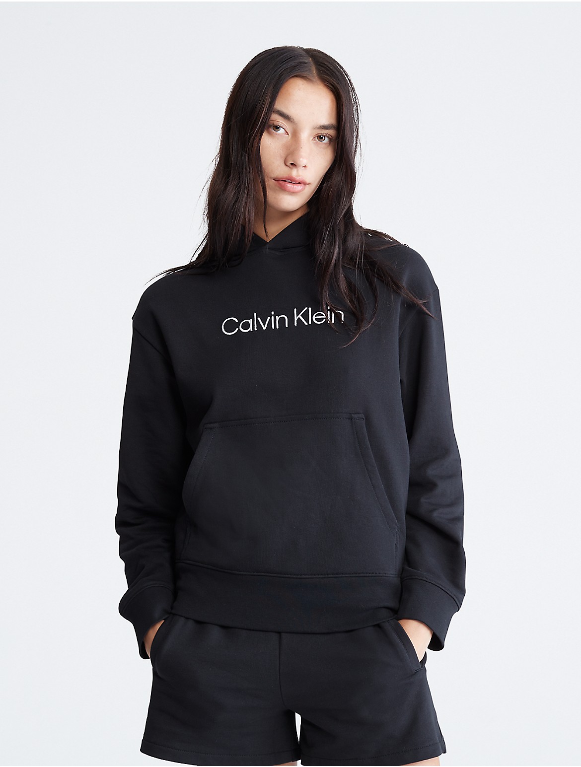 Calvin Klein Women's Relaxed Fit Standard Logo Hoodie - Black - XS