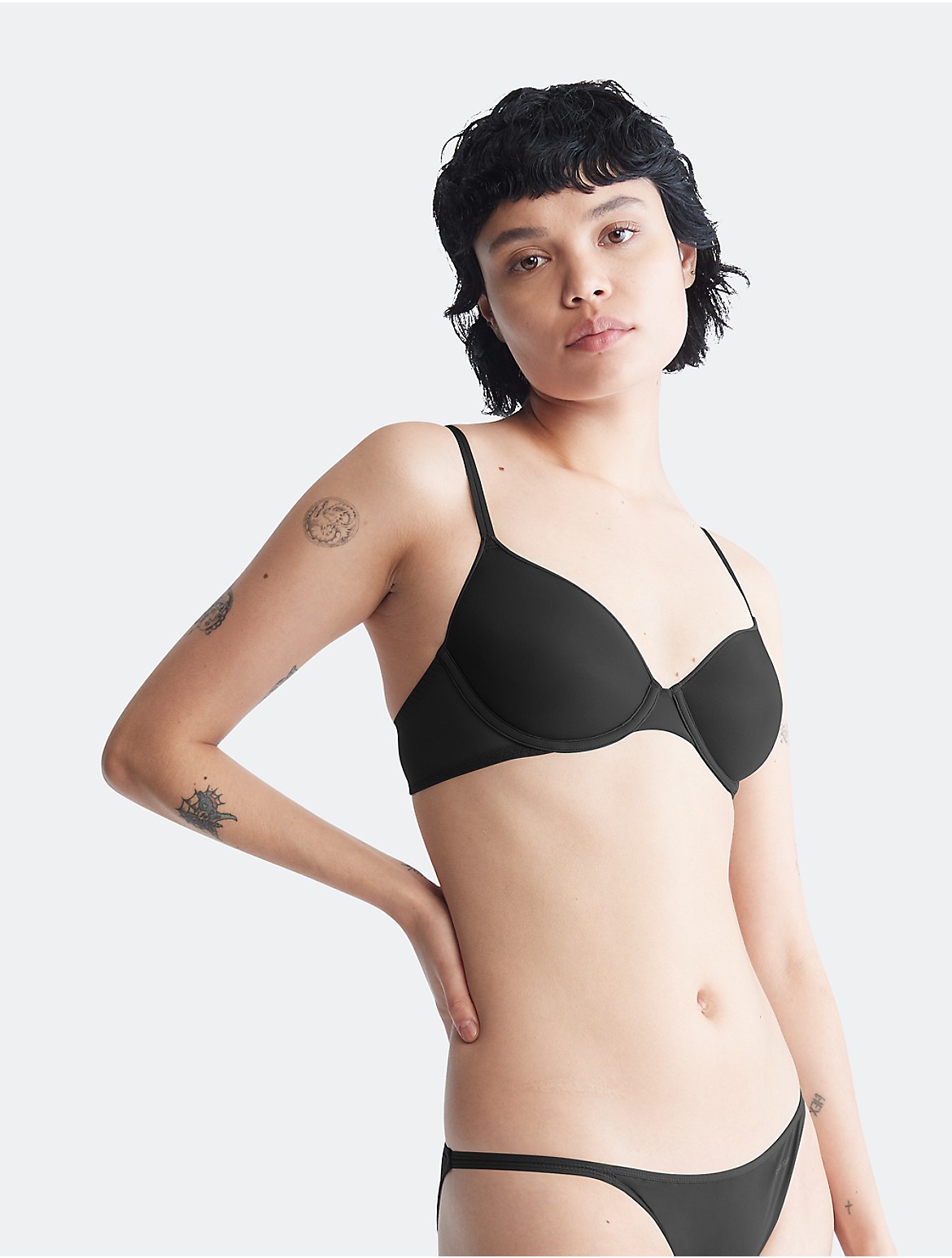 Calvin Klein Women's Sheer Marquisette Lightly Lined Demi Bra - Black - 32A