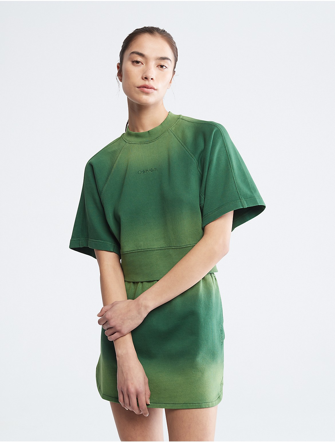 Calvin Klein Women's Sunbleached Raglan Sleeve Crewneck T-Shirt - Green - XS