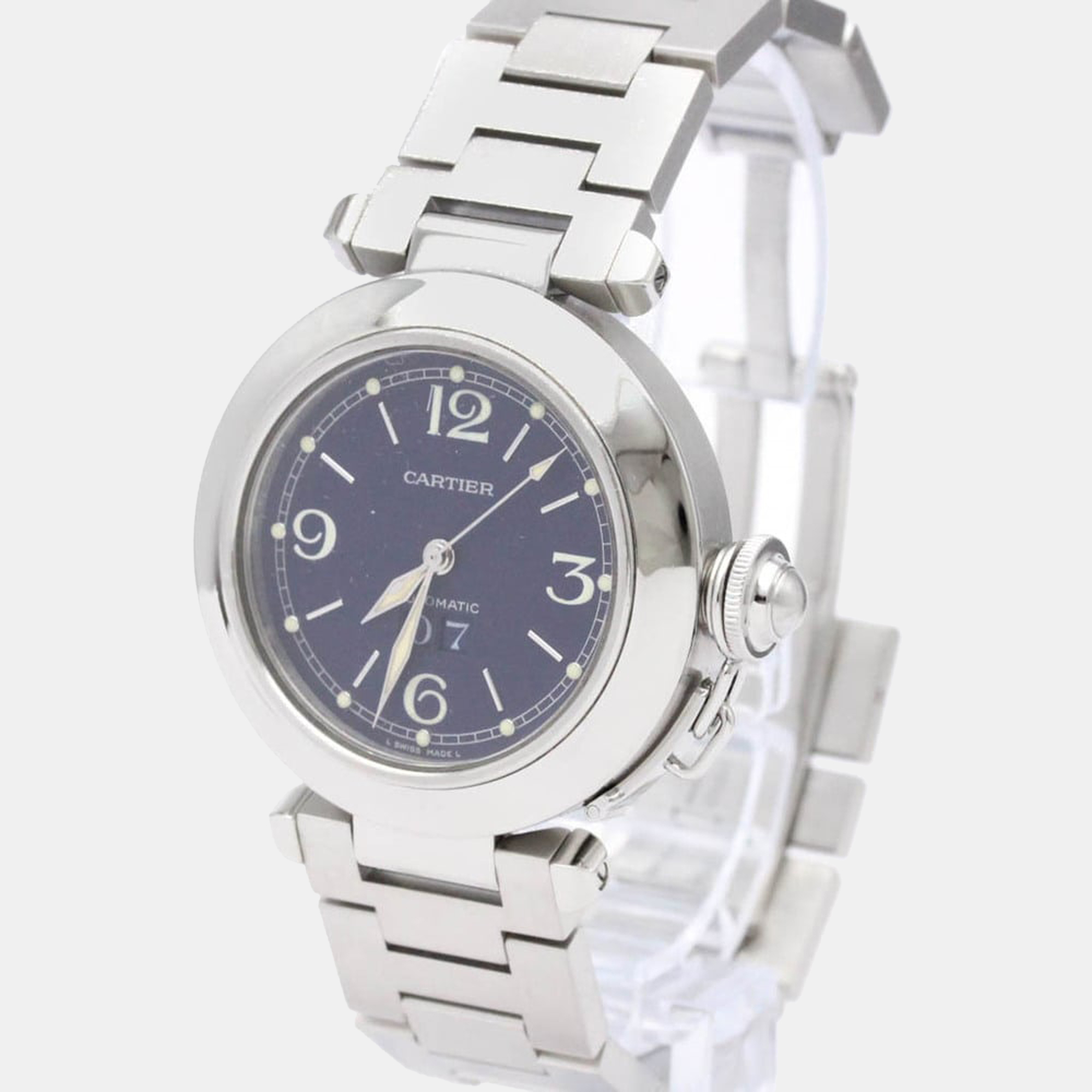 Cartier Blue Stainless Steel Pasha C de Cartier W31047M7 Automatic Women's Wristwatch 35 mm
