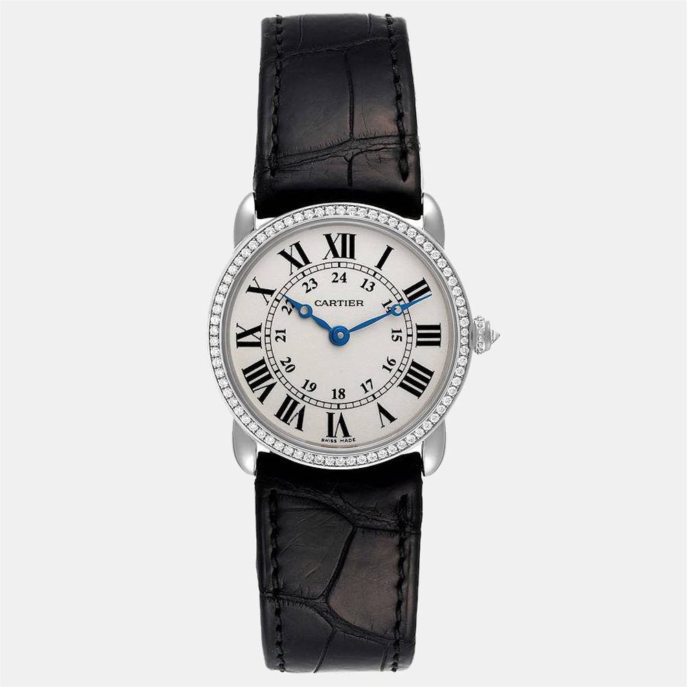 Cartier Silver 18k White Gold Ronde Louis WR000251 Quartz Women's Wristwatch 29 mm