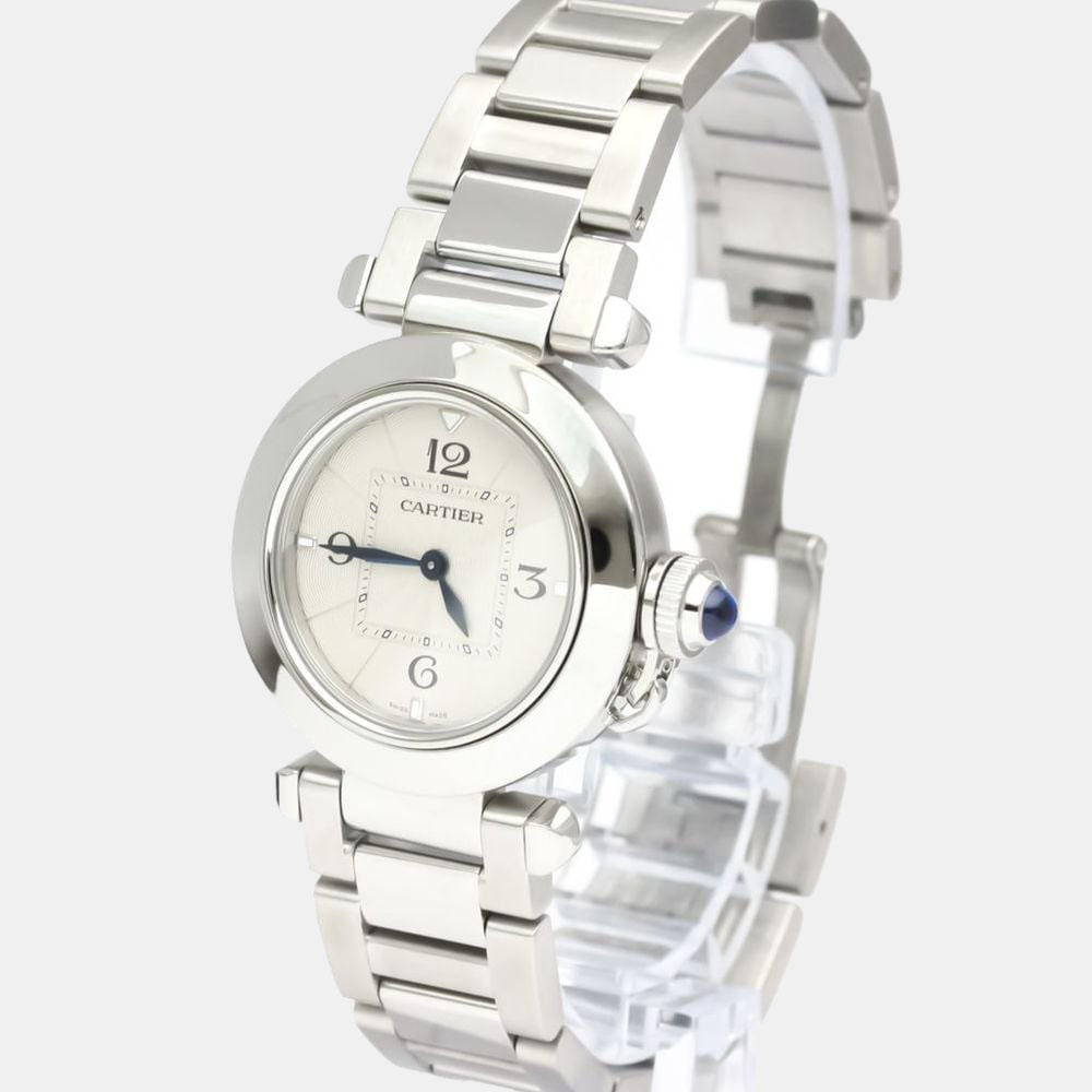 Cartier Silver Stainless Steel Pasha WSPA002 Quartz Women's Wristwatch 30 mm