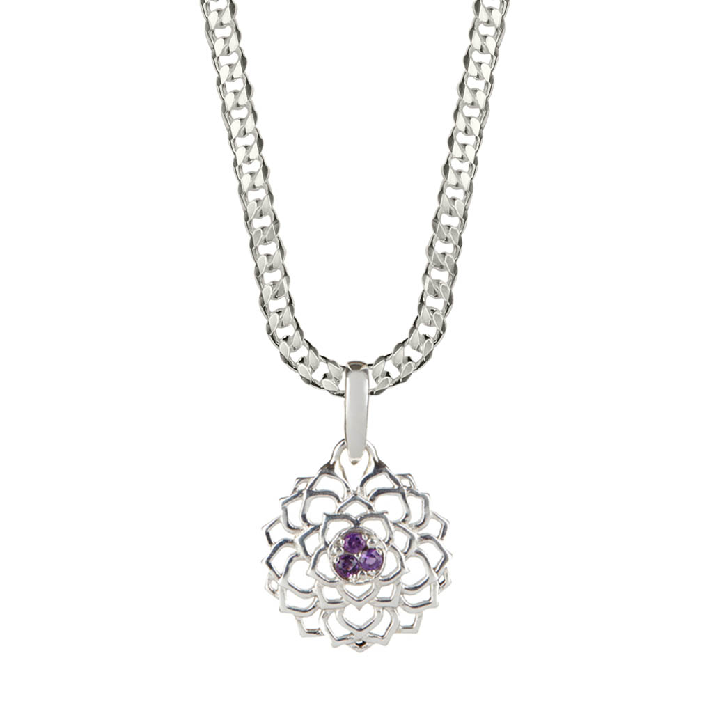 Crown Chakra Men's Silver Amethyst Necklace Charlotte's Web Jewellery