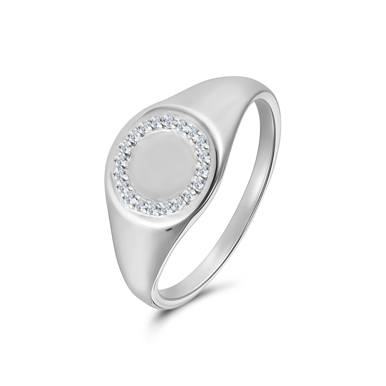 Diamond Halo & Sterling Silver Signet Ring For Men Kaizarin