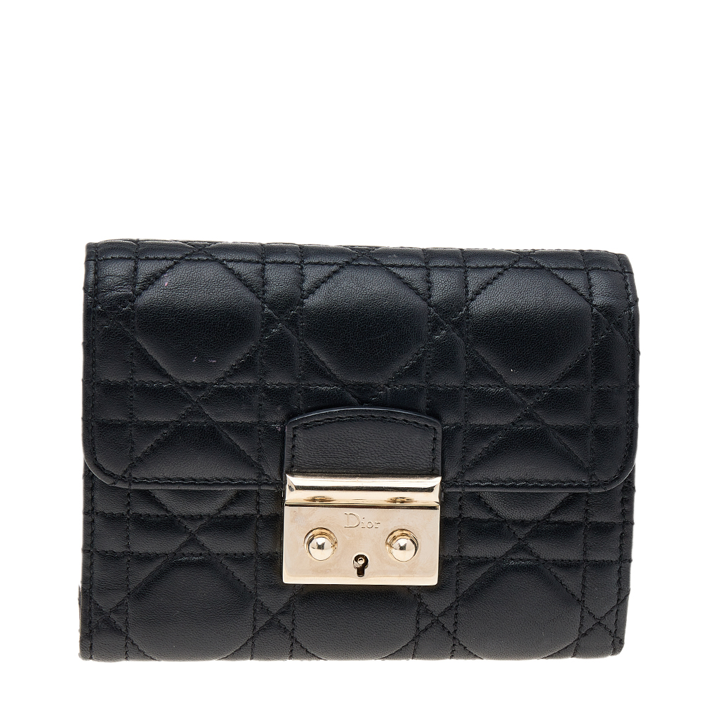 Dior Black Cannage Leather Miss Dior Wallet