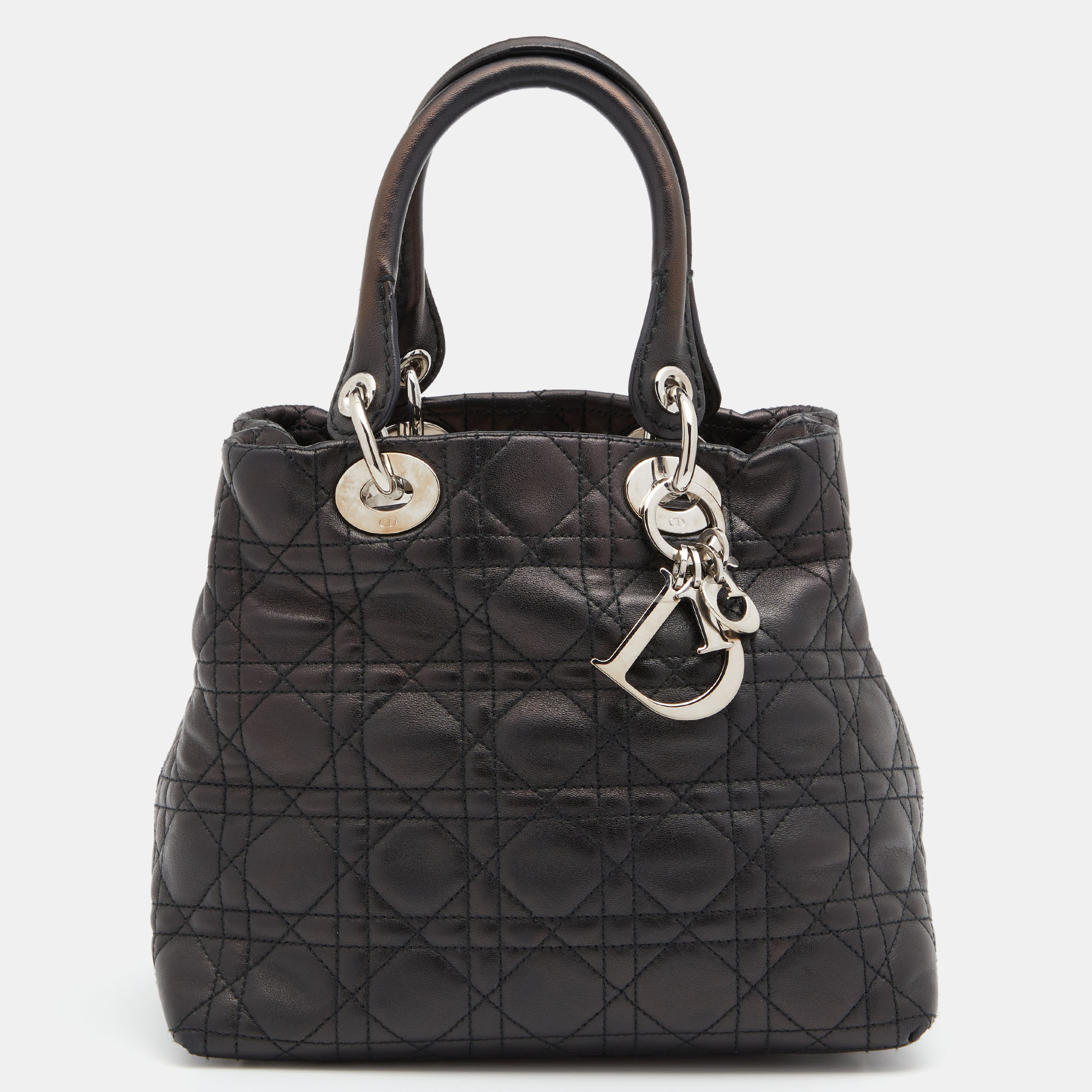 Dior Black Cannage Leather Soft Lady Dior Tote