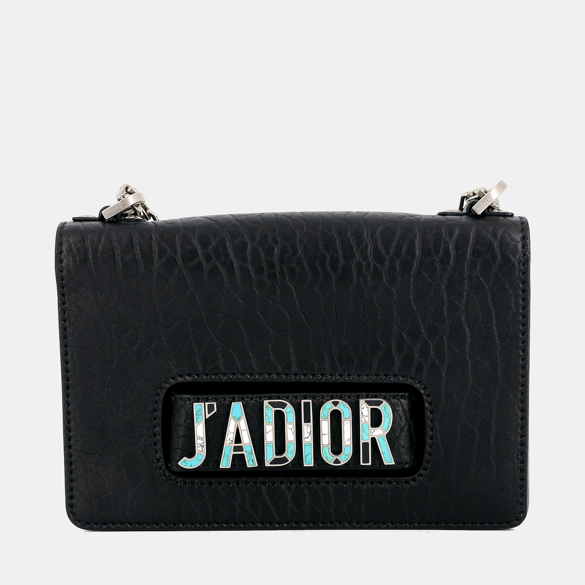 Dior Black Textured Leather Small J'adior Flap Shoulder Bag