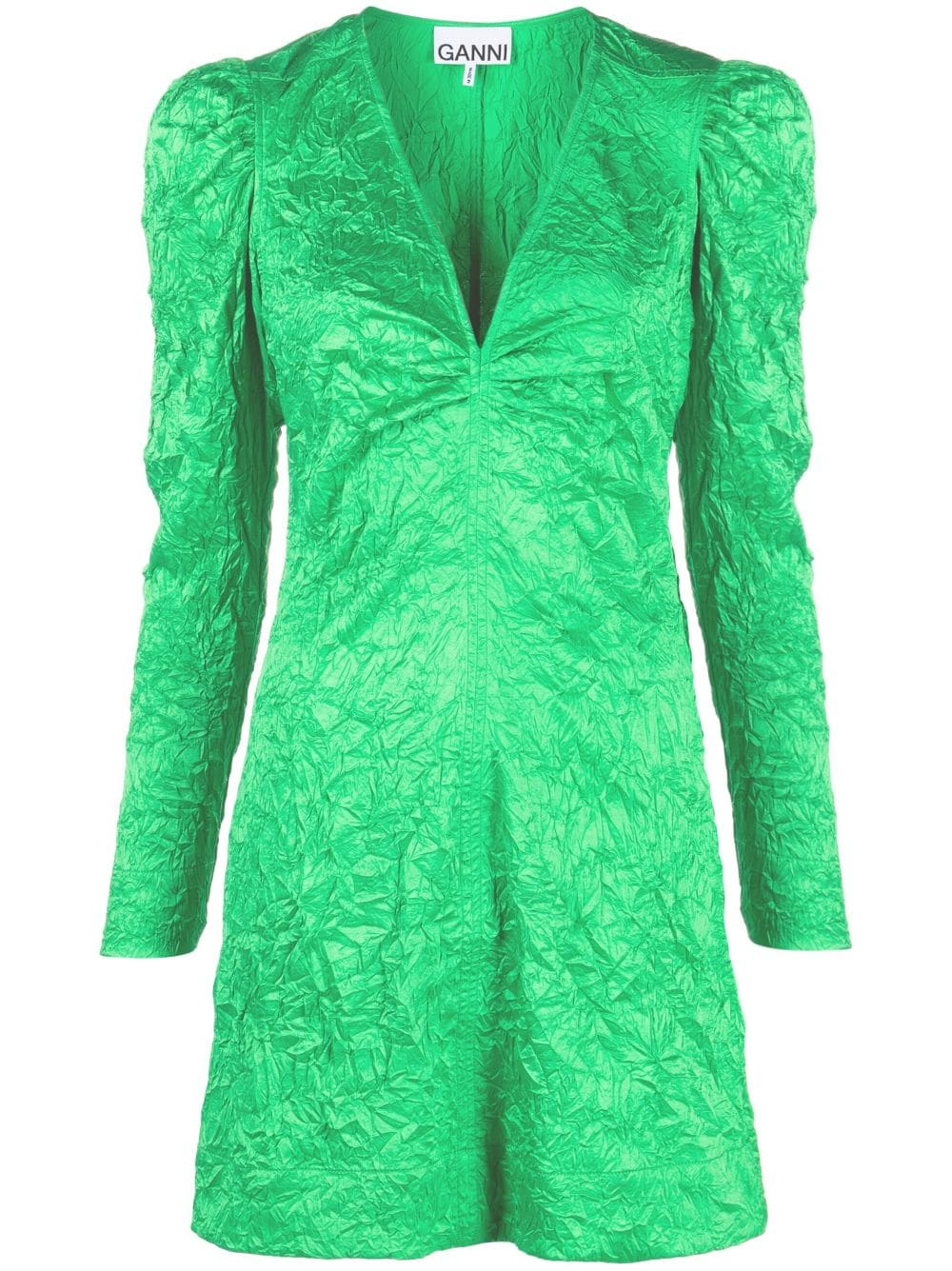 GANNI crinkled-effect dress - Green