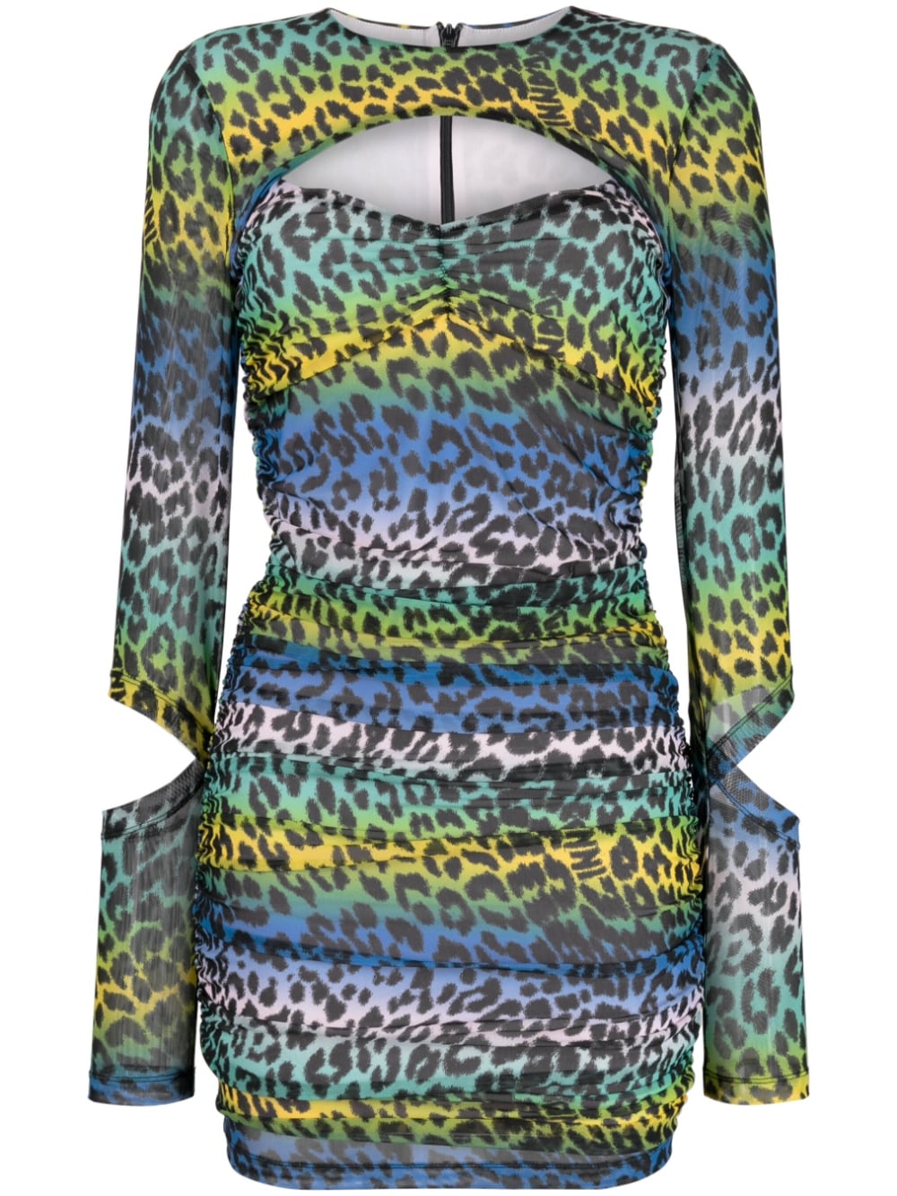 GANNI leopard-print mini dress - Green
