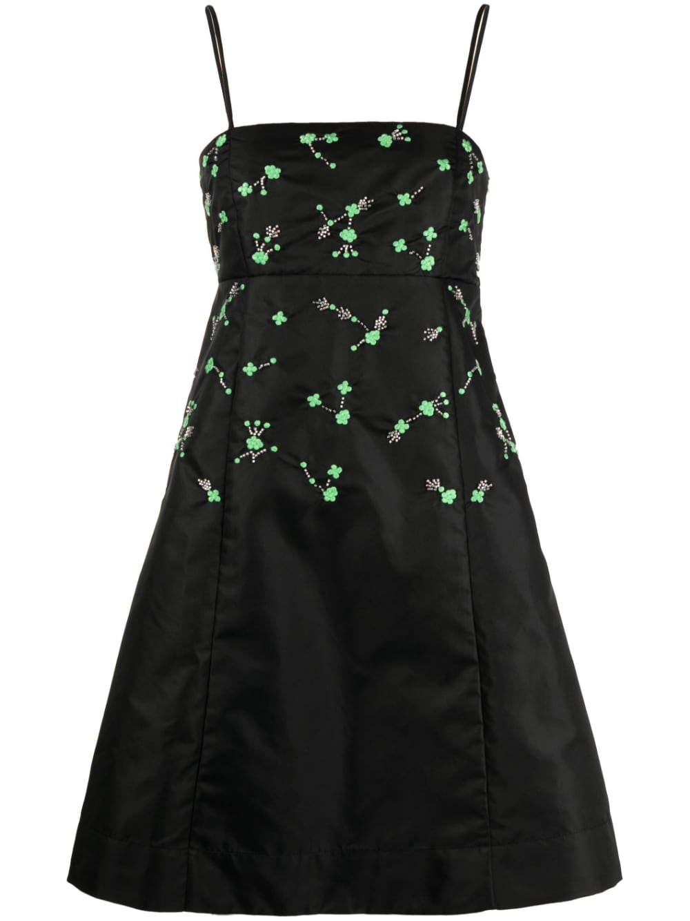 GANNI spaghetti-strap A-line dress - Black
