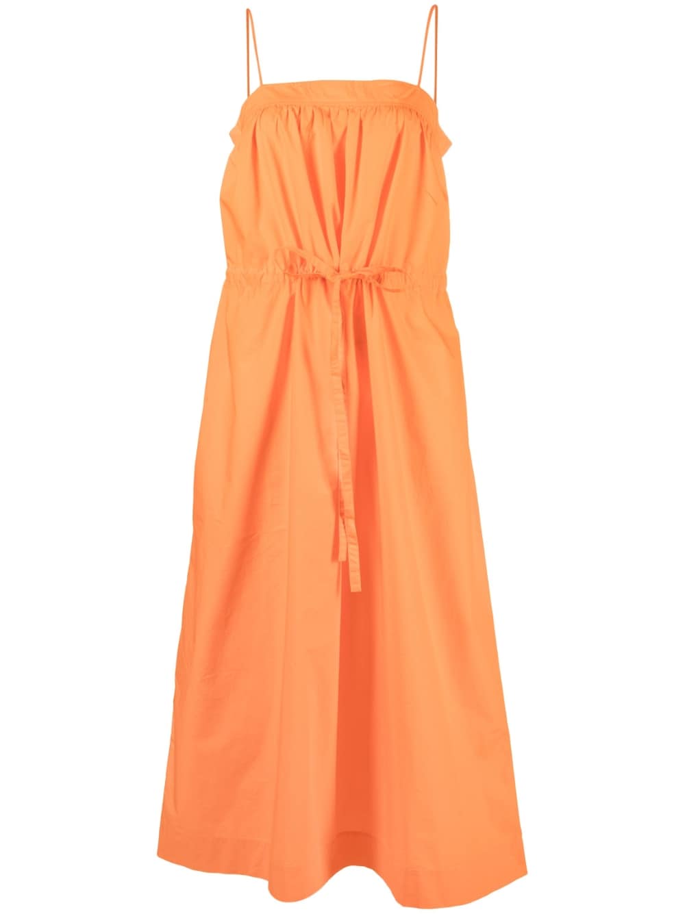 GANNI tie-front cotton dress - Orange