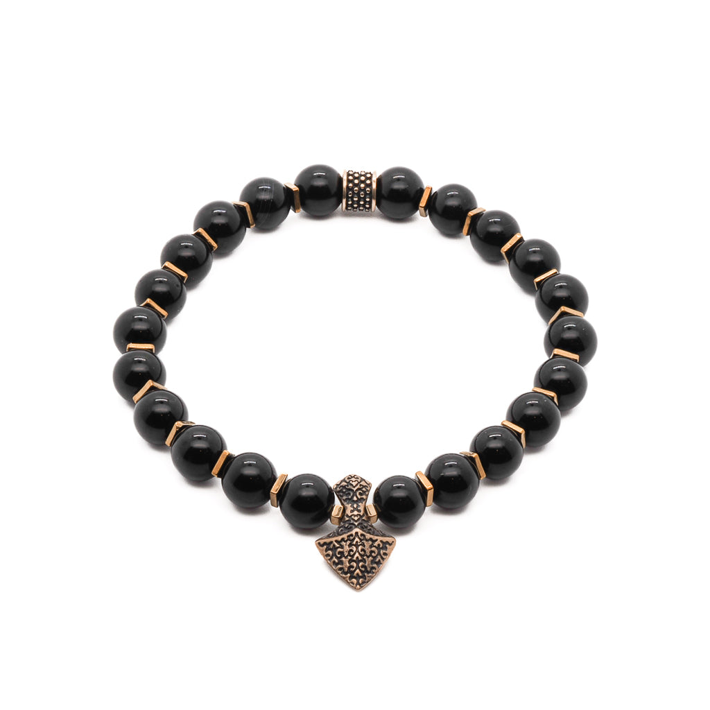 Gold / Black Arrow Black Onyx Men's Bracelet Ebru Jewelry