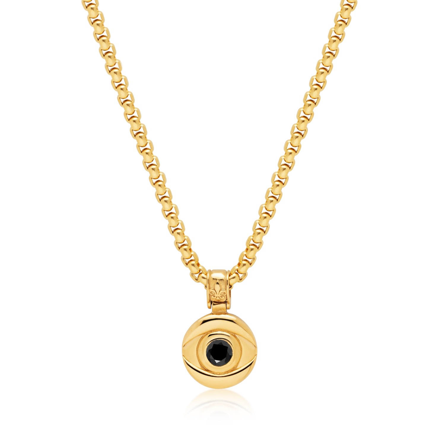 Gold / Black Men's Evil Eye Coin Necklace With Black Stone Nialaya Jewelry