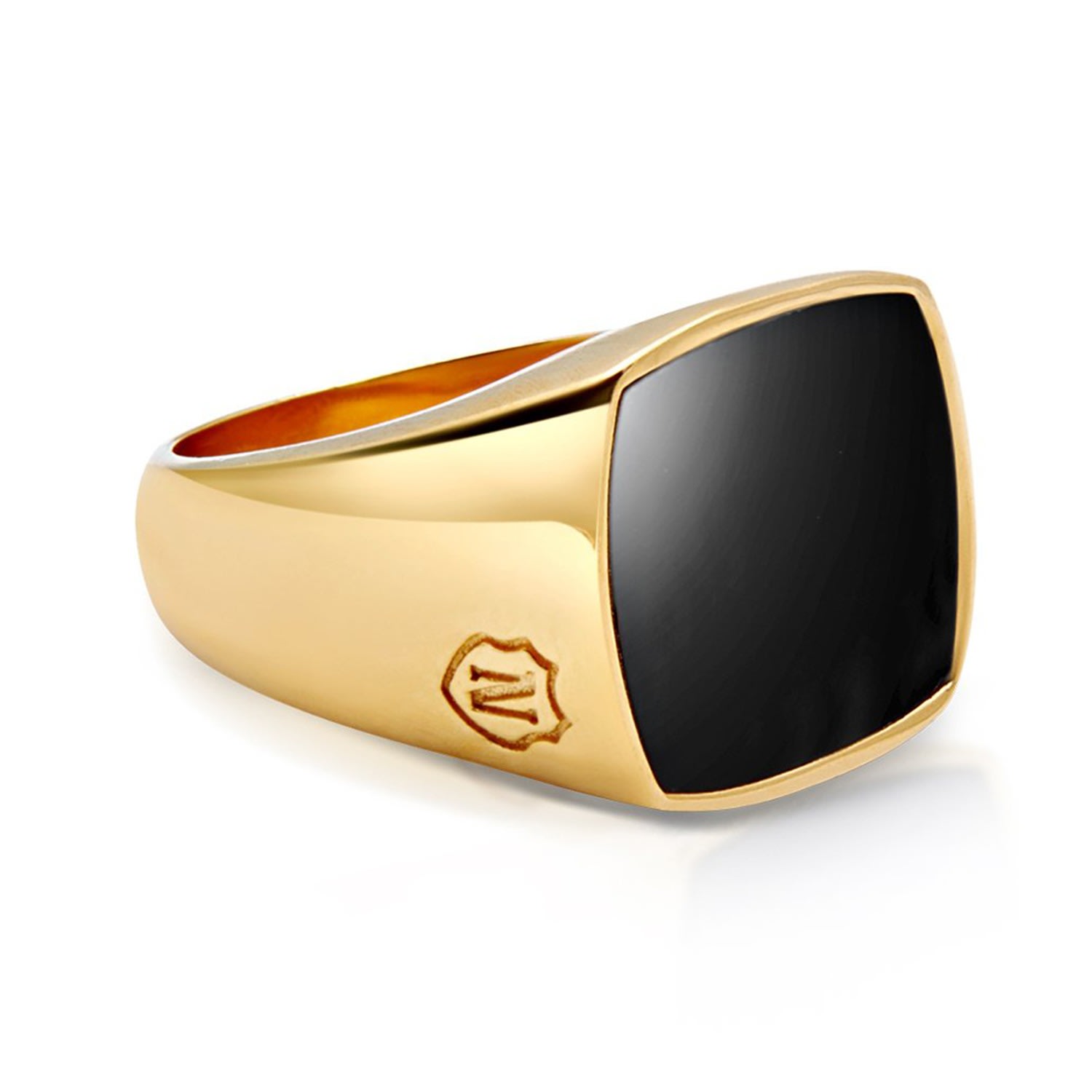 Gold / Black Men's Gold Signet Ring With Onyx Nialaya Jewelry