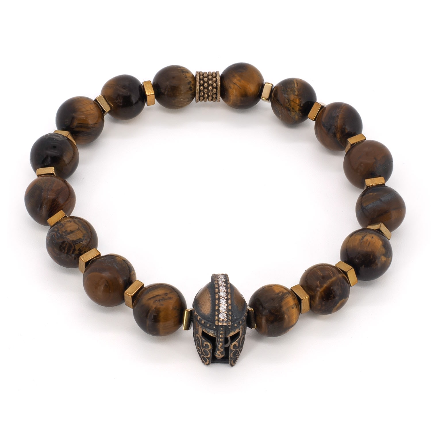 Gold / Brown Tiger's Eye Gladiator Men's Bracelet Ebru Jewelry