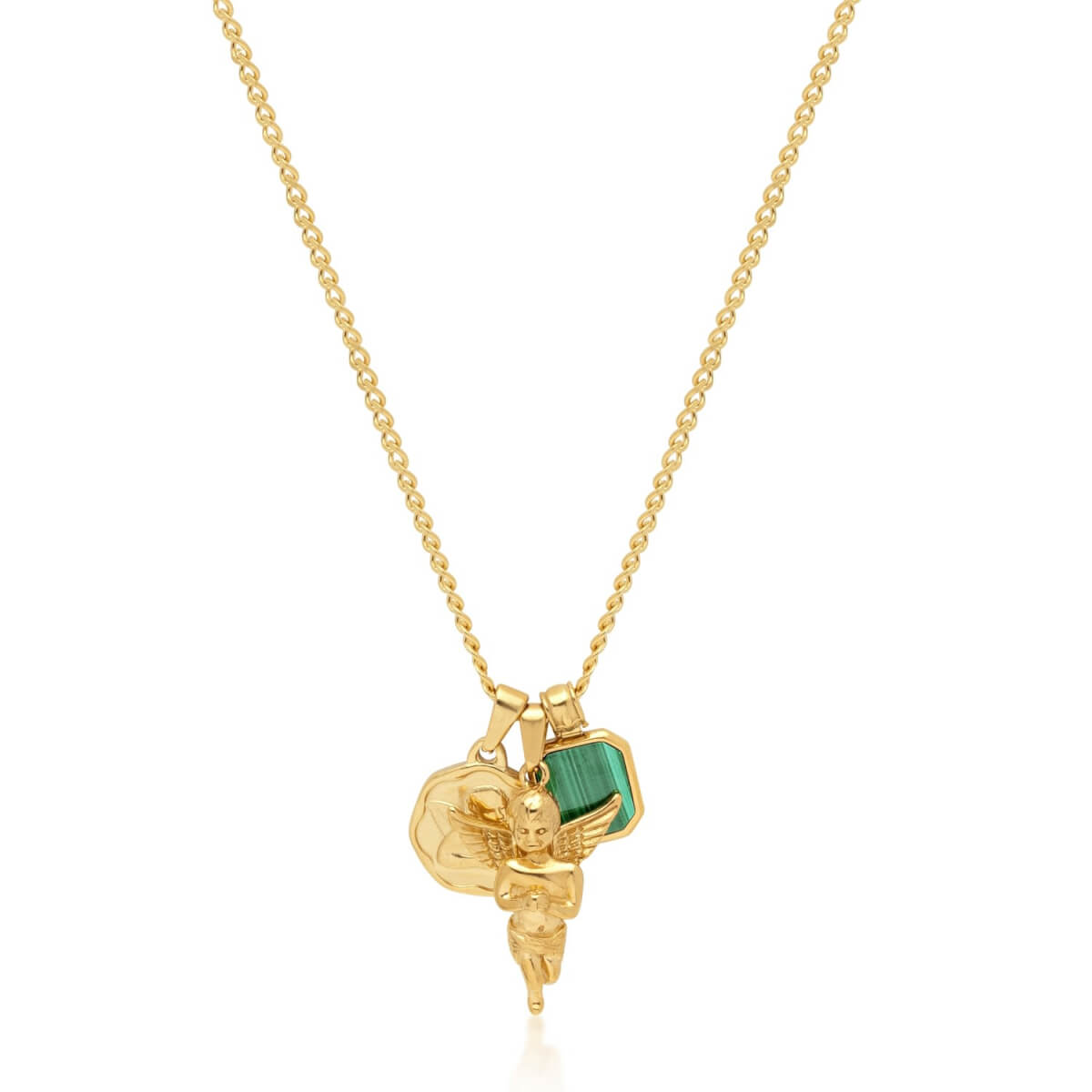 Gold / Green Men's Gold Necklace With Trio Pendant Nialaya Jewelry